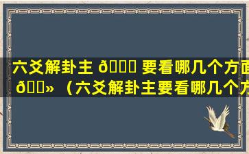 六爻解卦主 🐟 要看哪几个方面 🌻 （六爻解卦主要看哪几个方面的内容）